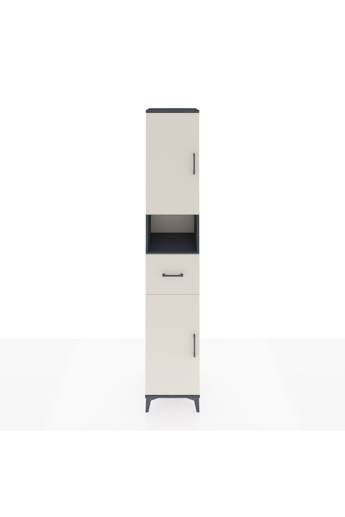 Hyperion Dolap 5 Raflı Tek Çekmeceli 2 Kapaklı 44x44x243 Antrasit-Aytaşı