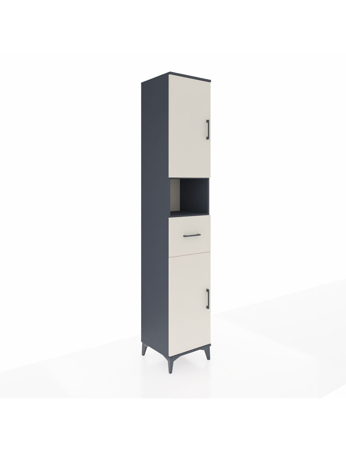 Hyperion Dolap 5 Raflı Tek Çekmeceli 2 Kapaklı 44x44x243 Antrasit-Aytaşı