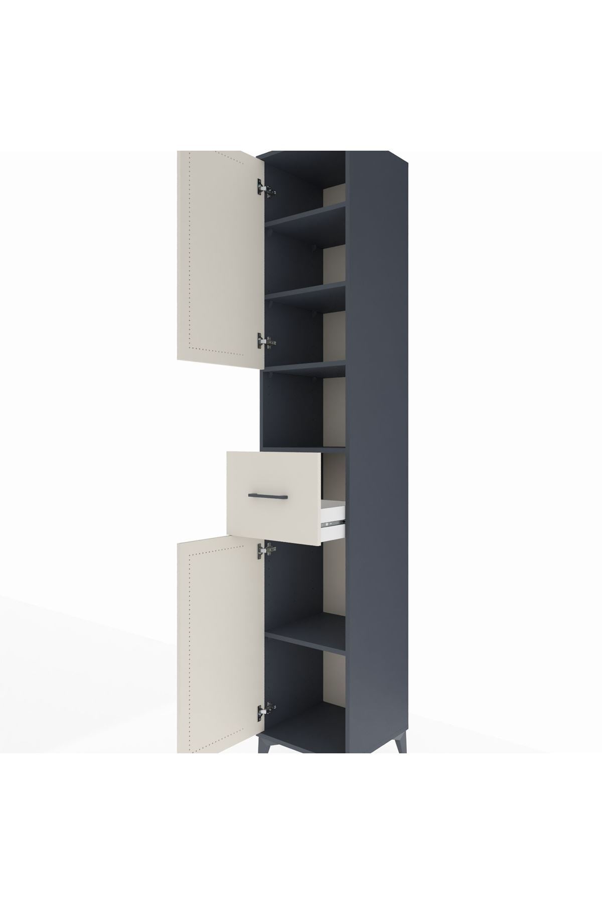 Hyperion Dolap 5 Raflı Tek Çekmeceli 2 Kapaklı 44x44x243 Antrasit-Aytaşı