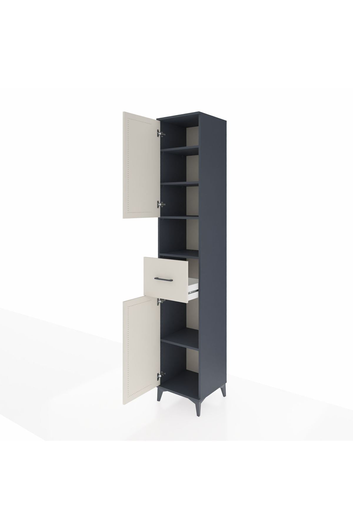 Hyperion Dolap 5 Raflı Tek Çekmeceli 2 Kapaklı 44x44x243 Antrasit-Aytaşı