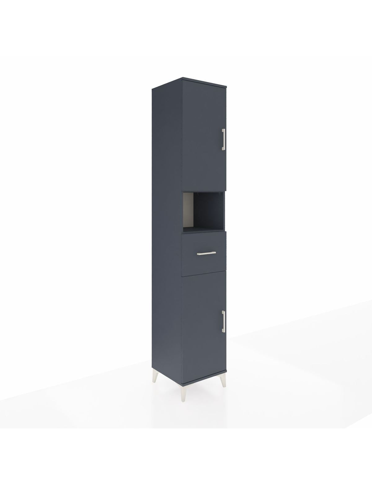 Hyperion Dolap 5 Raflı Tek Çekmeceli 2 Kapaklı 44x44x243 Antrasit-Antrasit