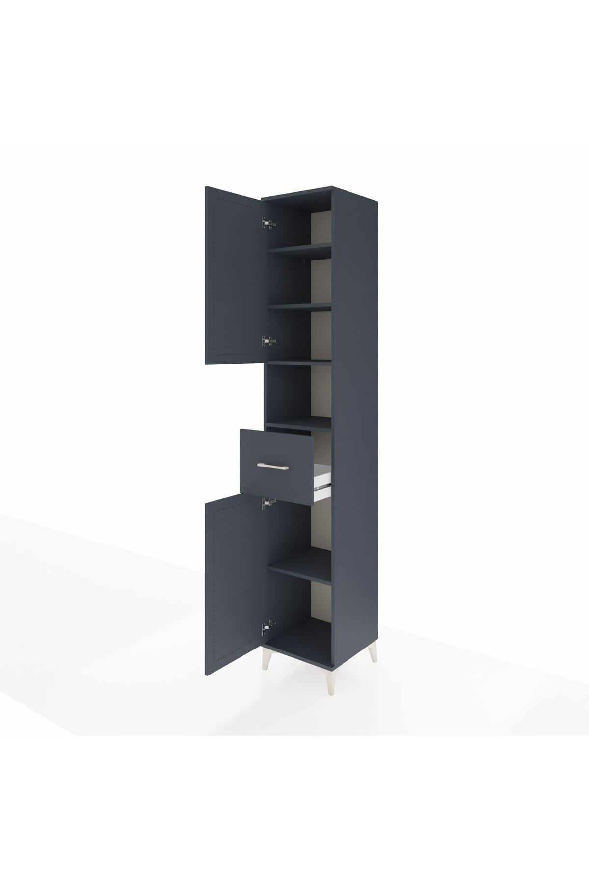 Hyperion Dolap 5 Raflı Tek Çekmeceli 2 Kapaklı 44x44x243 Antrasit-Antrasit