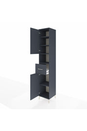 Hyperion Dolap 5 Raflı Tek Çekmeceli 2 Kapaklı 44x44x243 Antrasit-Antrasit