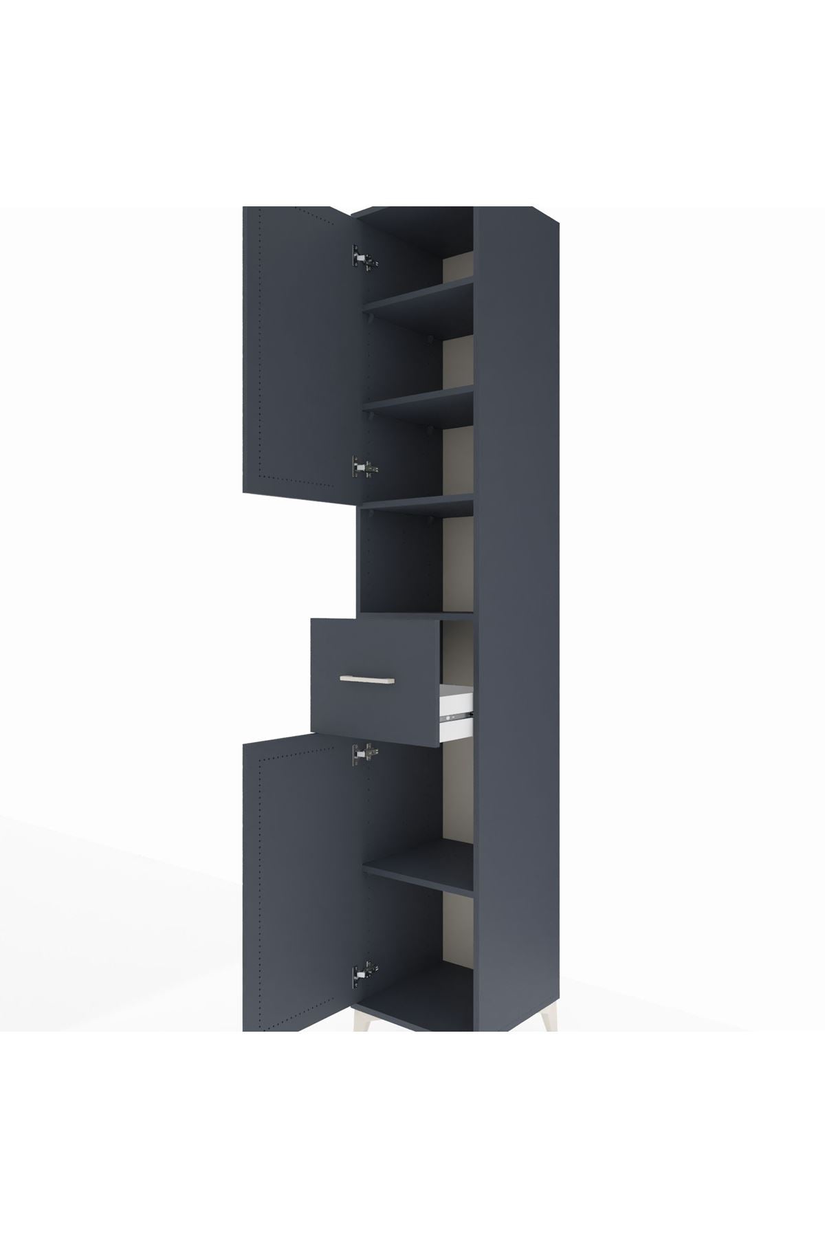 Hyperion Dolap 5 Raflı Tek Çekmeceli 2 Kapaklı 44x44x243 Antrasit-Antrasit