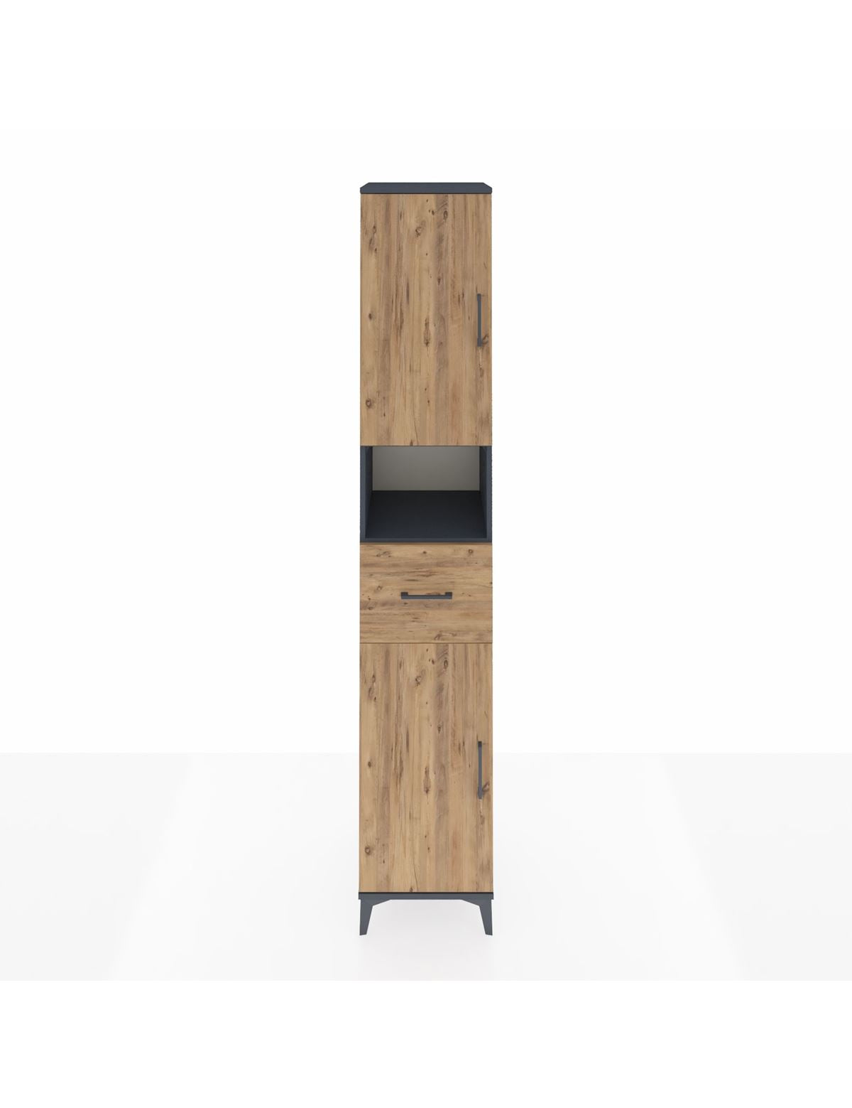 Hyperion Dolap 5 Raflı Tek Çekmeceli 2 Kapaklı 44x44x243 Antrasit-Çam