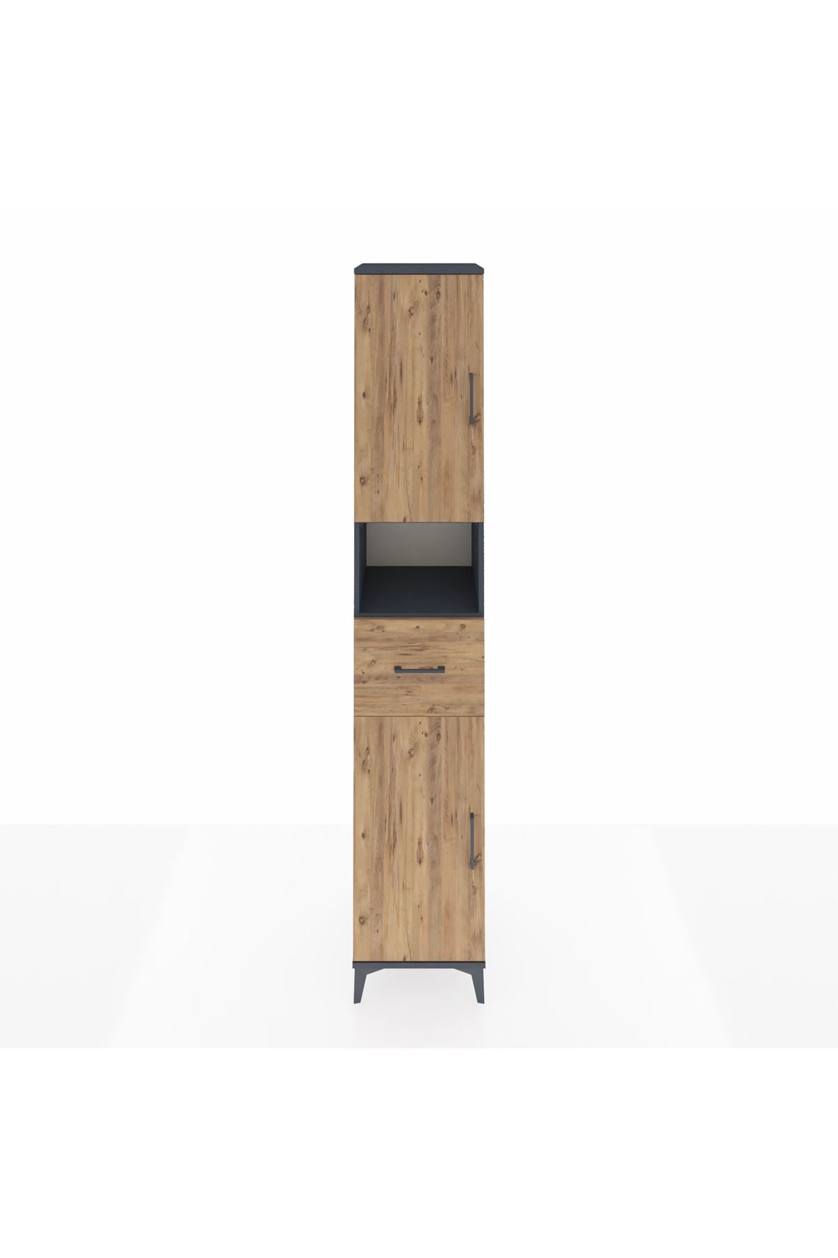 Hyperion Dolap 5 Raflı Tek Çekmeceli 2 Kapaklı 44x44x243 Antrasit-Çam