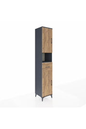 Hyperion Dolap 5 Raflı Tek Çekmeceli 2 Kapaklı 44x44x243 Antrasit-Çam