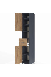Hyperion Dolap 5 Raflı Tek Çekmeceli 2 Kapaklı 44x44x243 Antrasit-Çam