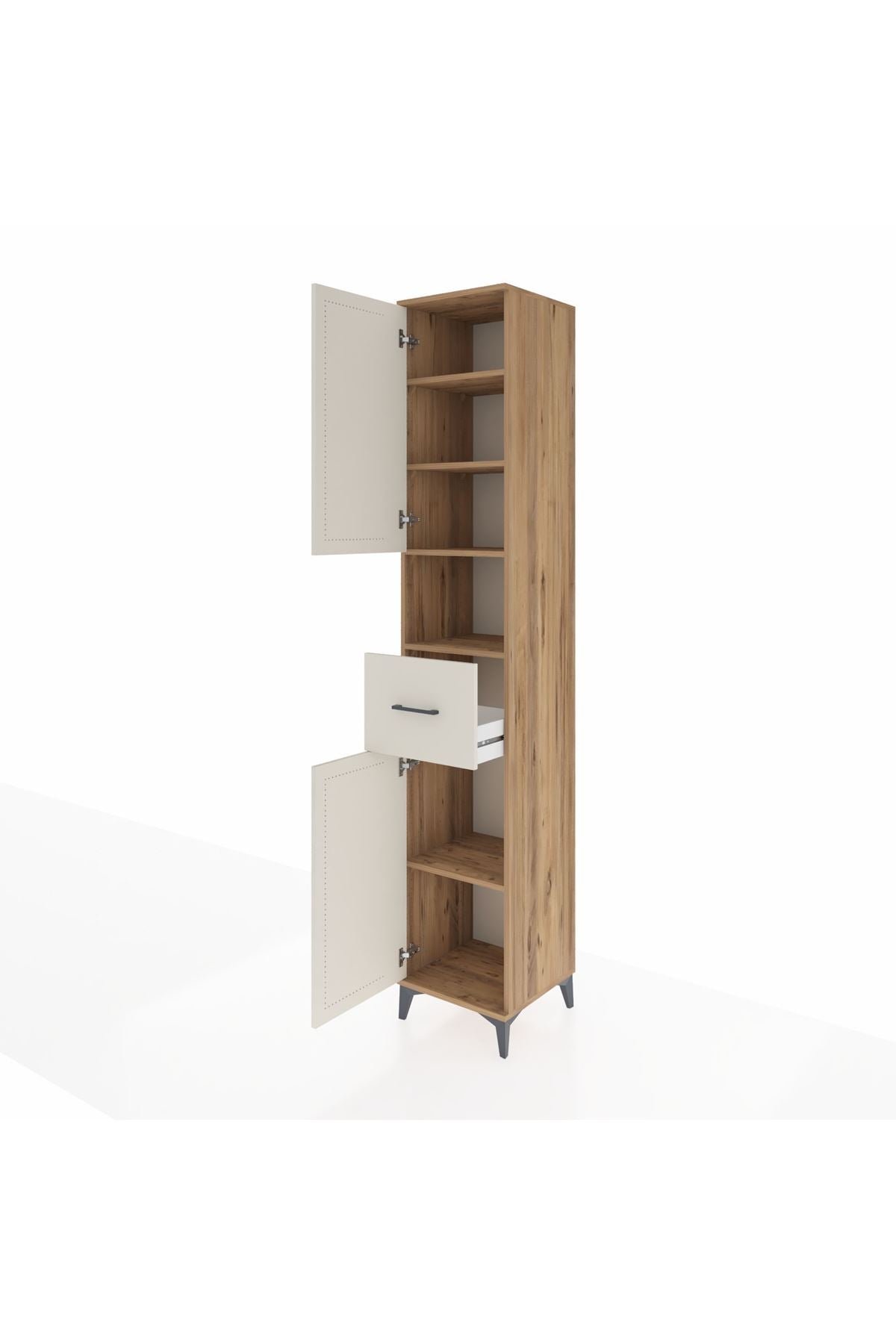 Hyperion Dolap 5 Raflı Tek Çekmeceli 2 Kapaklı 44x44x243 Çam-Aytaşı