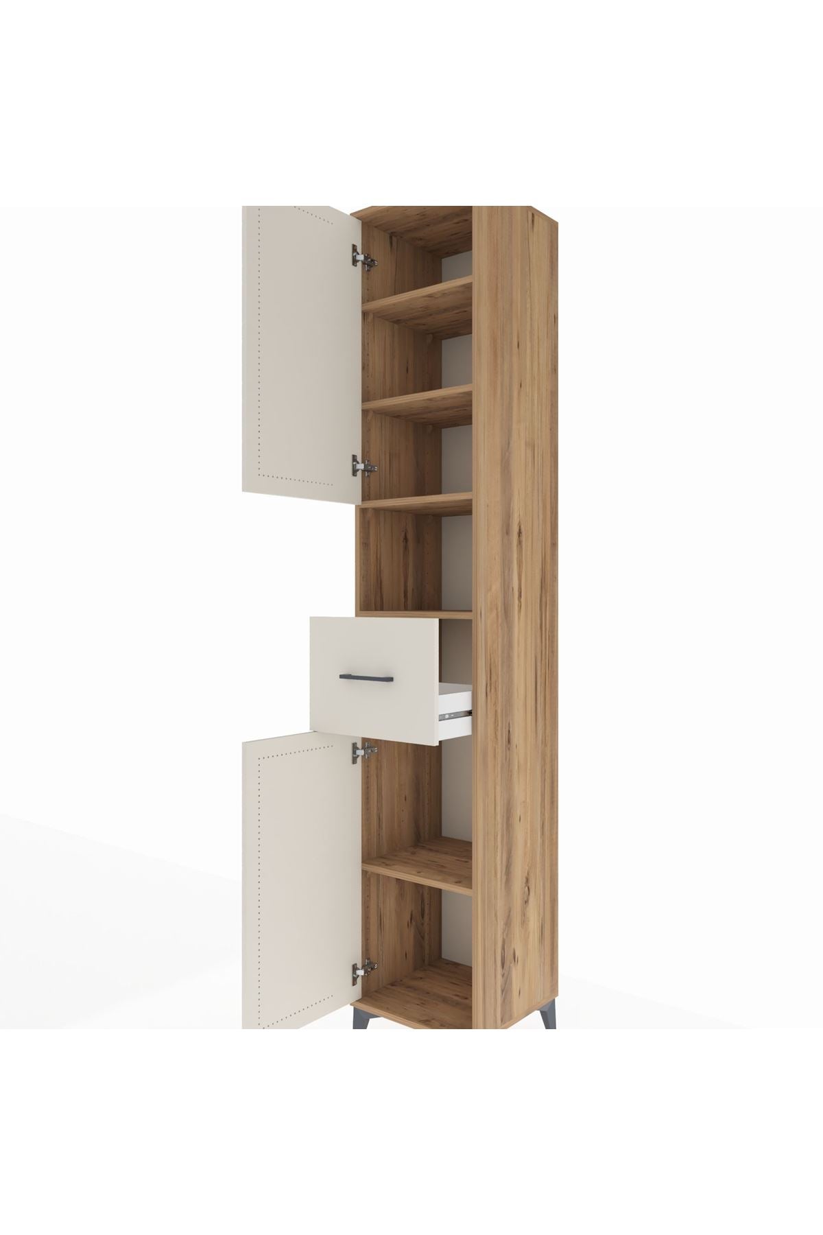 Hyperion Dolap 5 Raflı Tek Çekmeceli 2 Kapaklı 44x44x243 Çam-Aytaşı