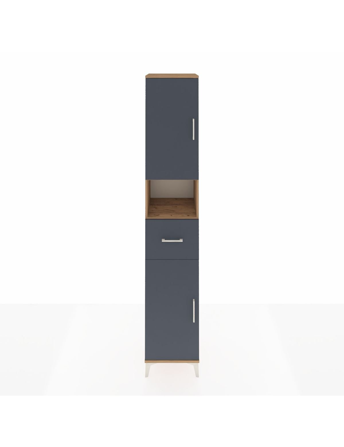 Hyperion Dolap 5 Raflı Tek Çekmeceli 2 Kapaklı 44x44x243 Çam-Antrasit