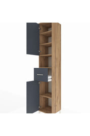 Hyperion Dolap 5 Raflı Tek Çekmeceli 2 Kapaklı 44x44x243 Çam-Antrasit