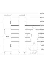 Hyperion Dolap 5 Raflı Tek Çekmeceli 2 Kapaklı 44x44x243 Çam-Antrasit