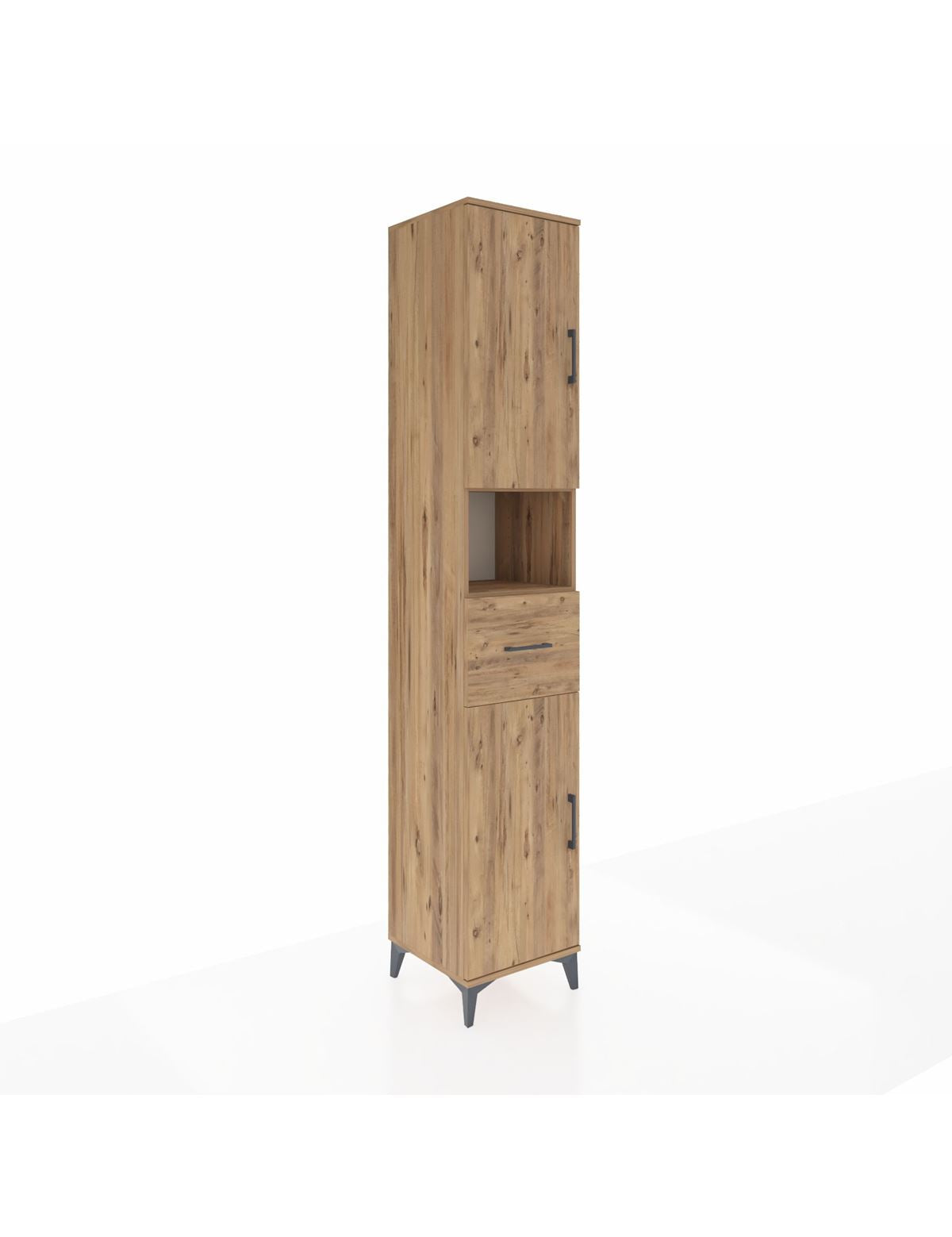 Hyperion Dolap 5 Raflı Tek Çekmeceli 2 Kapaklı 44x44x243 Çam-Çam