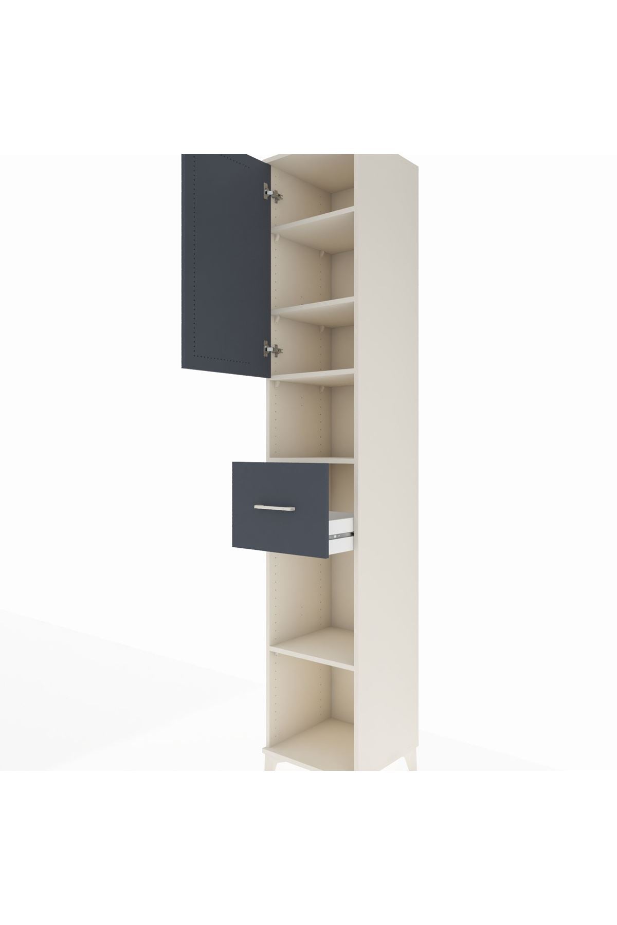 Hyperion Dolap 5 Raflı Tek Çekmeceli Tek Kapaklı 44x44x243 Aytaşı-Antrasit