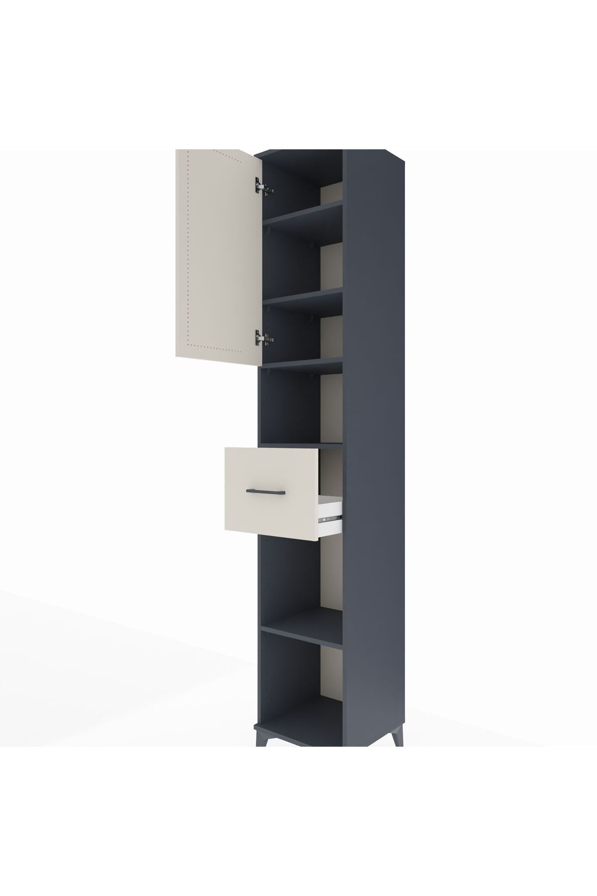 Hyperion Dolap 5 Raflı Tek Çekmeceli Tek Kapaklı 44x44x243 Antrasit-Aytaşı