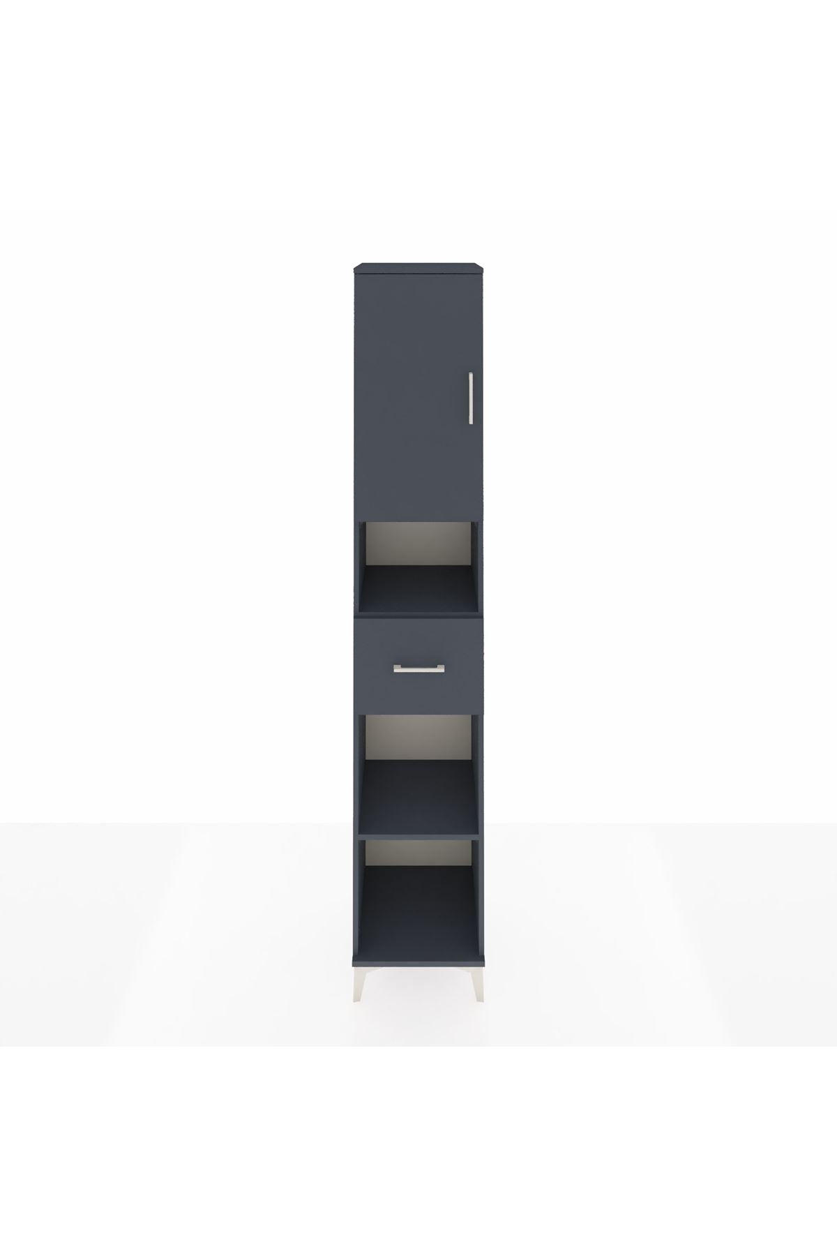 Hyperion Dolap 5 Raflı Tek Çekmeceli Tek Kapaklı 44x44x243 Antrasit-Antrasit