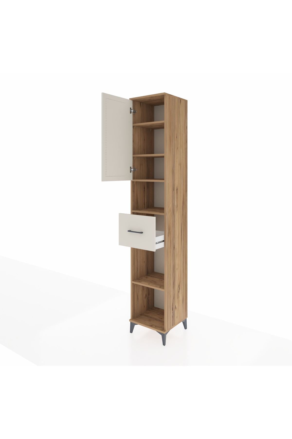 Hyperion Dolap 5 Raflı Tek Çekmeceli Tek Kapaklı 44x44x243 Çam-Aytaşı