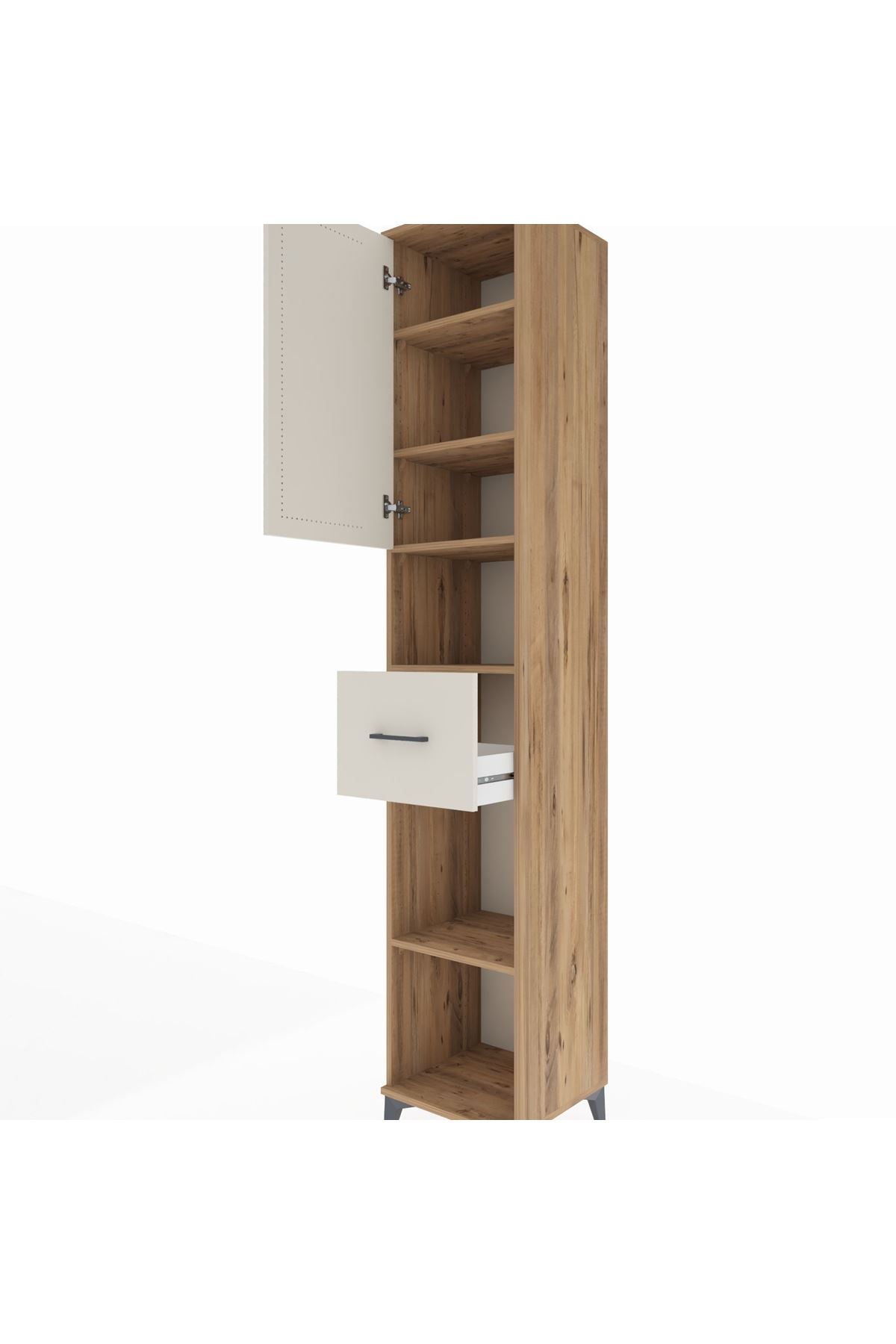 Hyperion Dolap 5 Raflı Tek Çekmeceli Tek Kapaklı 44x44x243 Çam-Aytaşı