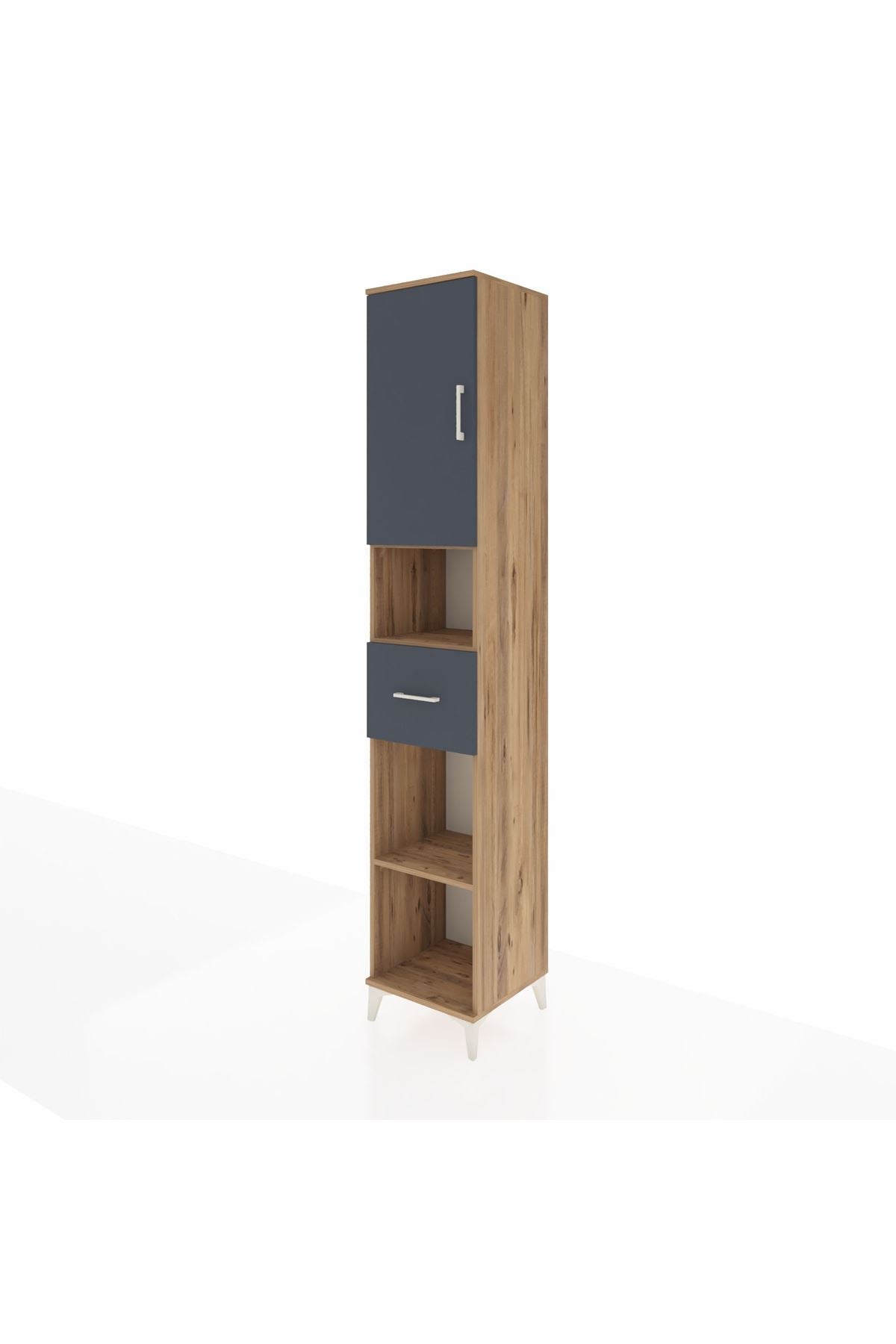 Hyperion Dolap 5 Raflı Tek Çekmeceli Tek Kapaklı 44x44x243 Çam-Antrasit