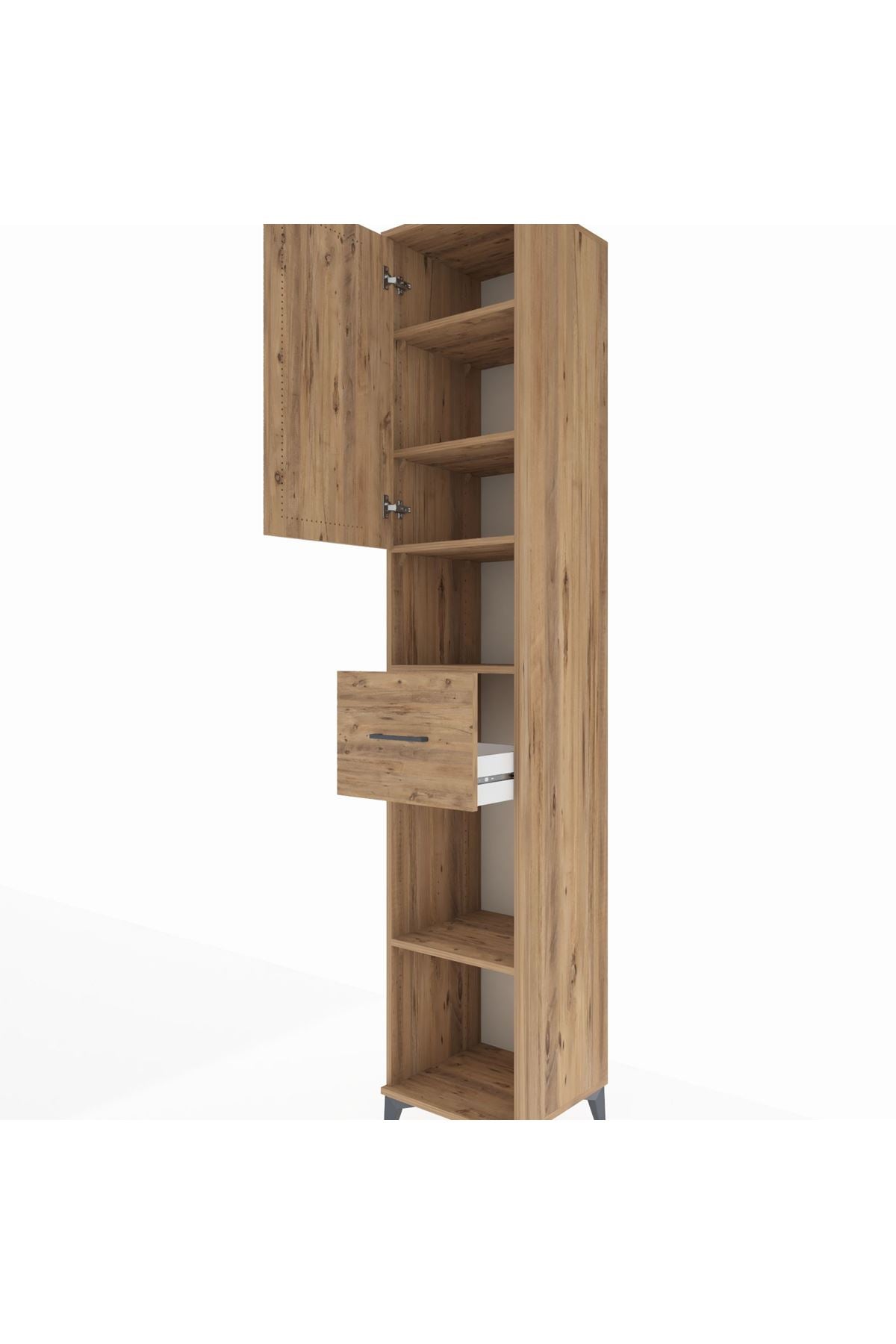 Hyperion Dolap 5 Raflı Tek Çekmeceli Tek Kapaklı 44x44x243 Çam-Çam