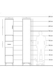 Hyperion Dolap 5 Raflı Tek Çekmeceli Tek Kapaklı 44x44x243 Çam-Çam