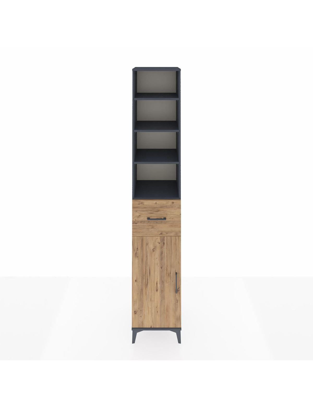 Hyperion Dolap 5 Raflı Tek Çekmeceli Tek Kapaklı 44x44x243 Antrasit-Çam