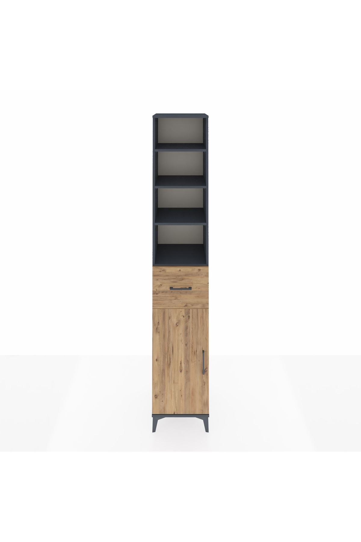 Hyperion Dolap 5 Raflı Tek Çekmeceli Tek Kapaklı 44x44x243 Antrasit-Çam