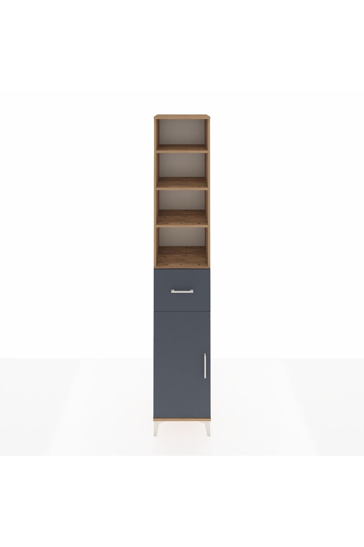 Hyperion Dolap 5 Raflı Tek Çekmeceli Tek Kapaklı 44x44x243 Çam-Antrasit