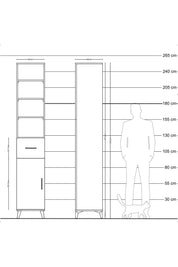 Hyperion Dolap 5 Raflı Tek Çekmeceli Tek Kapaklı 44x44x243 Çam-Çam