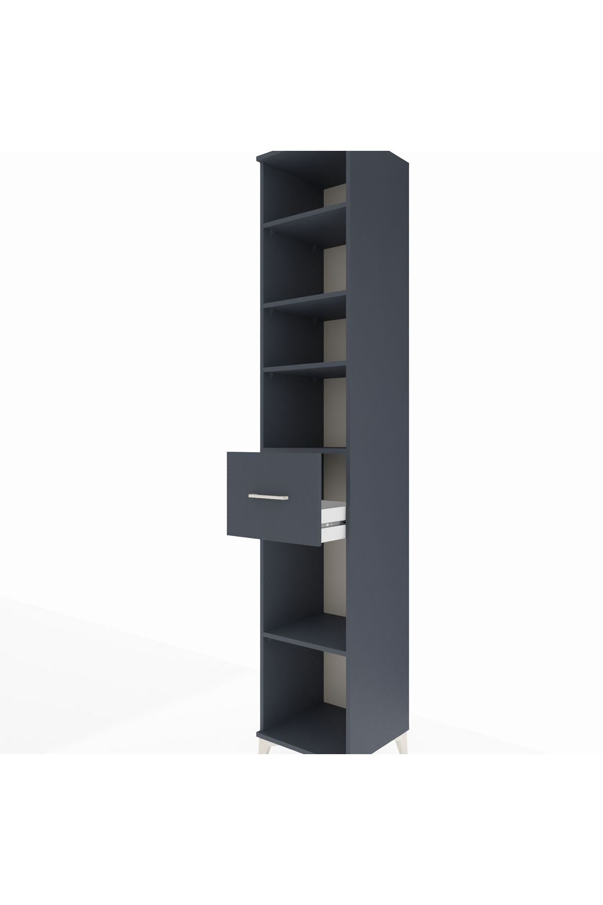 Hyperion Dolap 5 Raflı Tek Çekmeceli 44x44x243 Antrasit-Antrasit