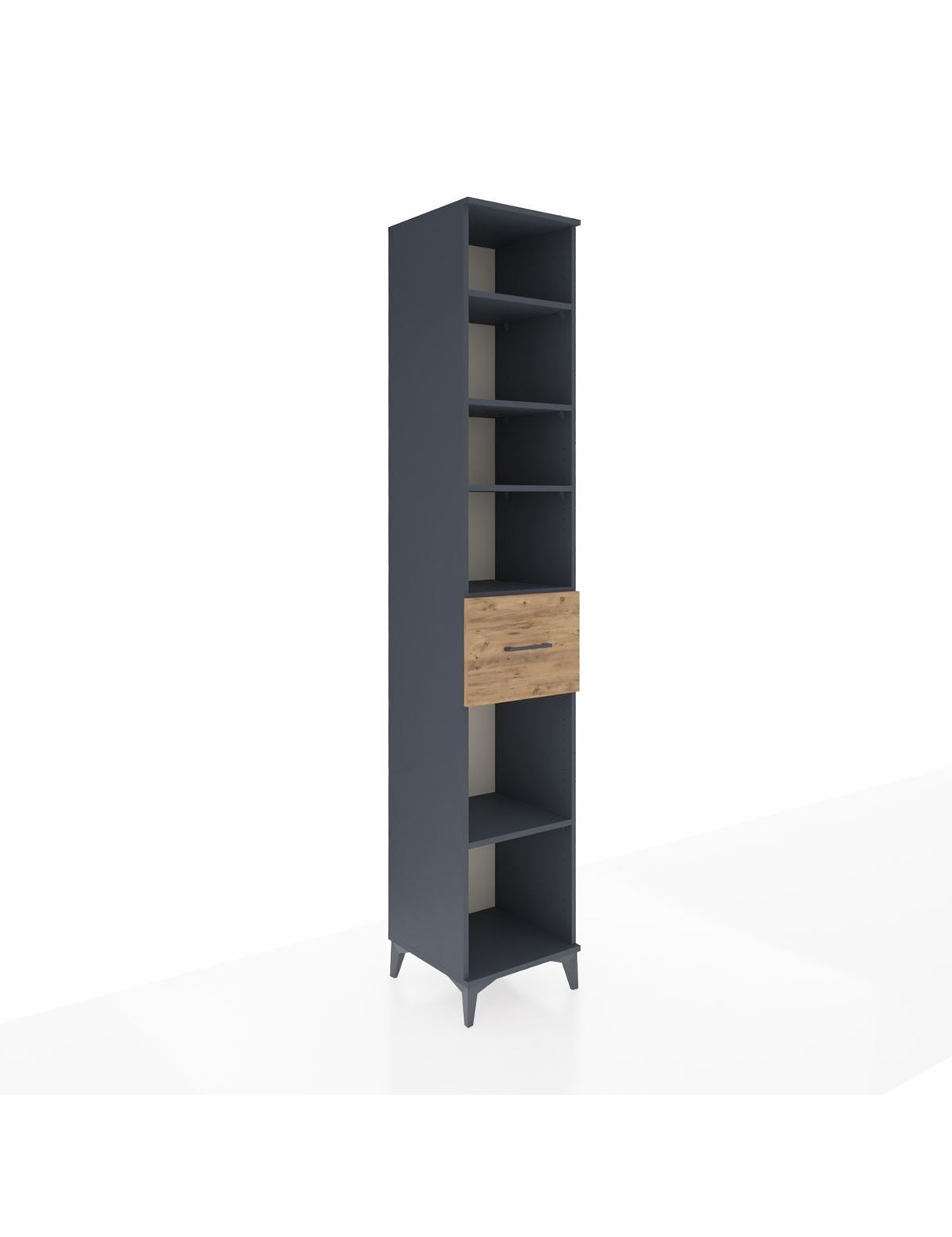 Hyperion Dolap 5 Raflı Tek Çekmeceli 44x44x243 Antrasit-Çam