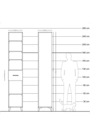 Hyperion Dolap 5 Raflı Tek Çekmeceli 44x44x243 Çam-Antrasit