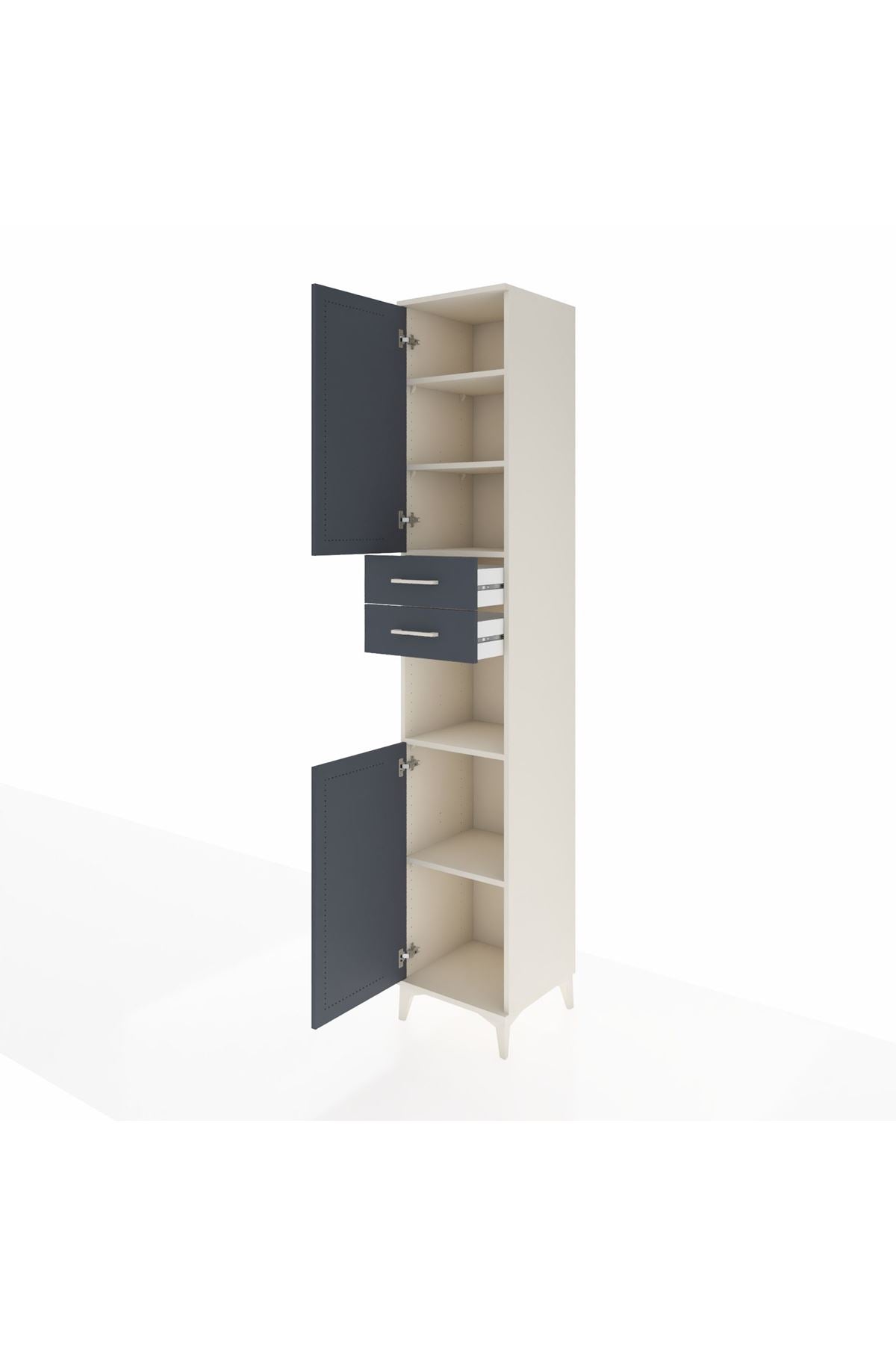 Hyperion Dolap 5 Raflı 2 Çekmeceli 2 Kapaklı 44x44x243 Aytaşı-Antrasit