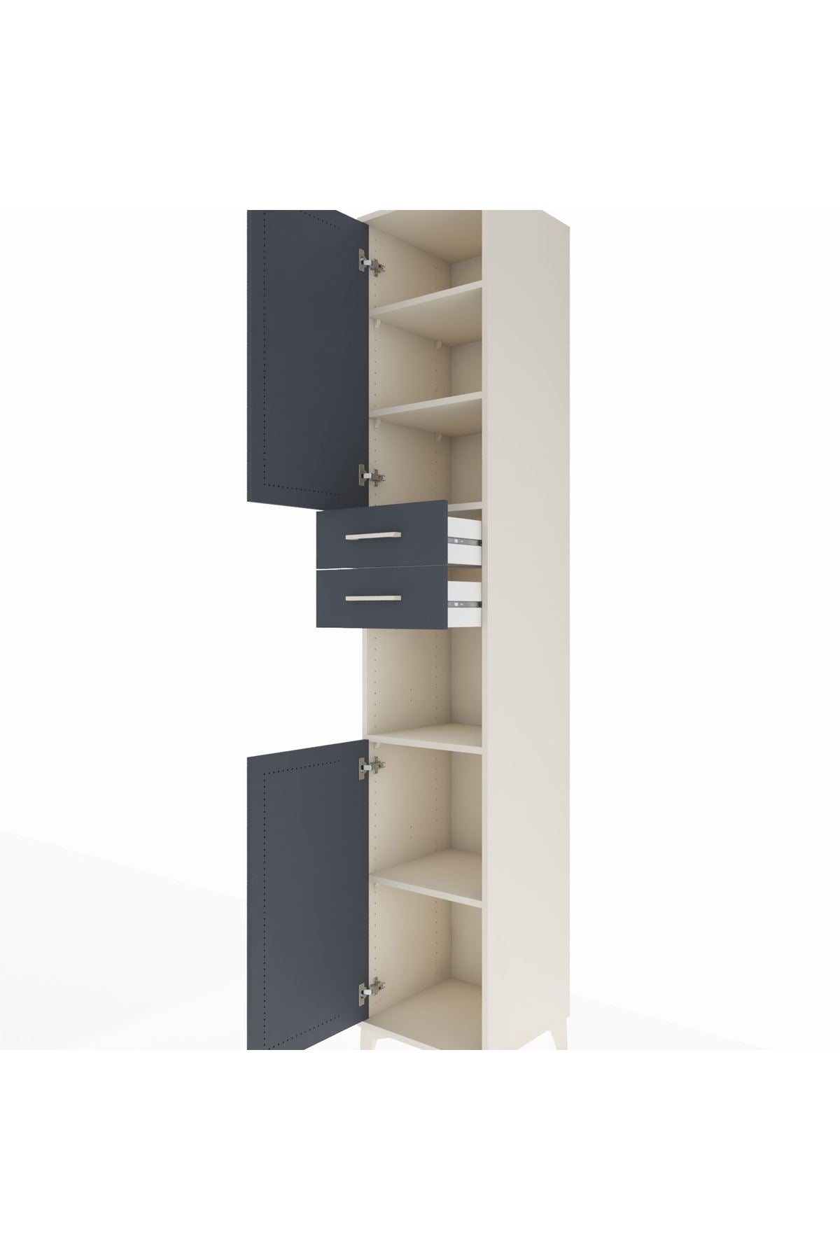 Hyperion Dolap 5 Raflı 2 Çekmeceli 2 Kapaklı 44x44x243 Aytaşı-Antrasit