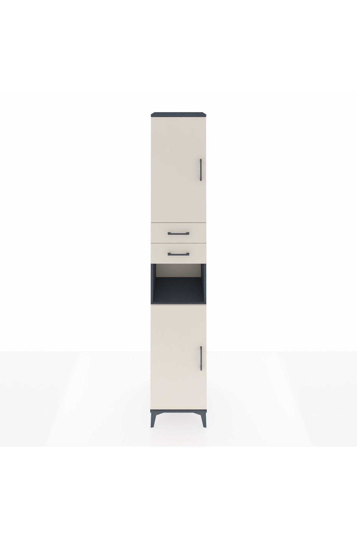 Hyperion Dolap 5 Raflı 2 Çekmeceli 2 Kapaklı 44x44x243 Antrasit-Aytaşı