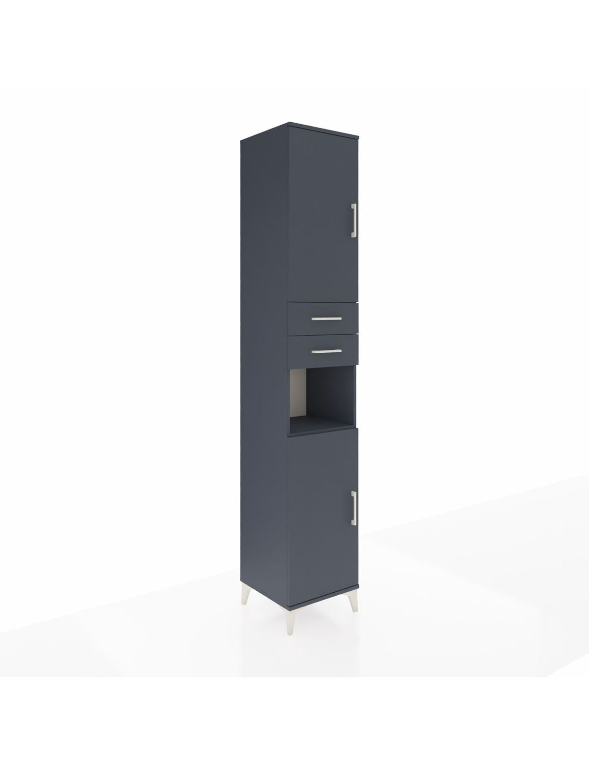 Hyperion Dolap 5 Raflı 2 Çekmeceli 2 Kapaklı 44x44x243 Antrasit-Antrasit