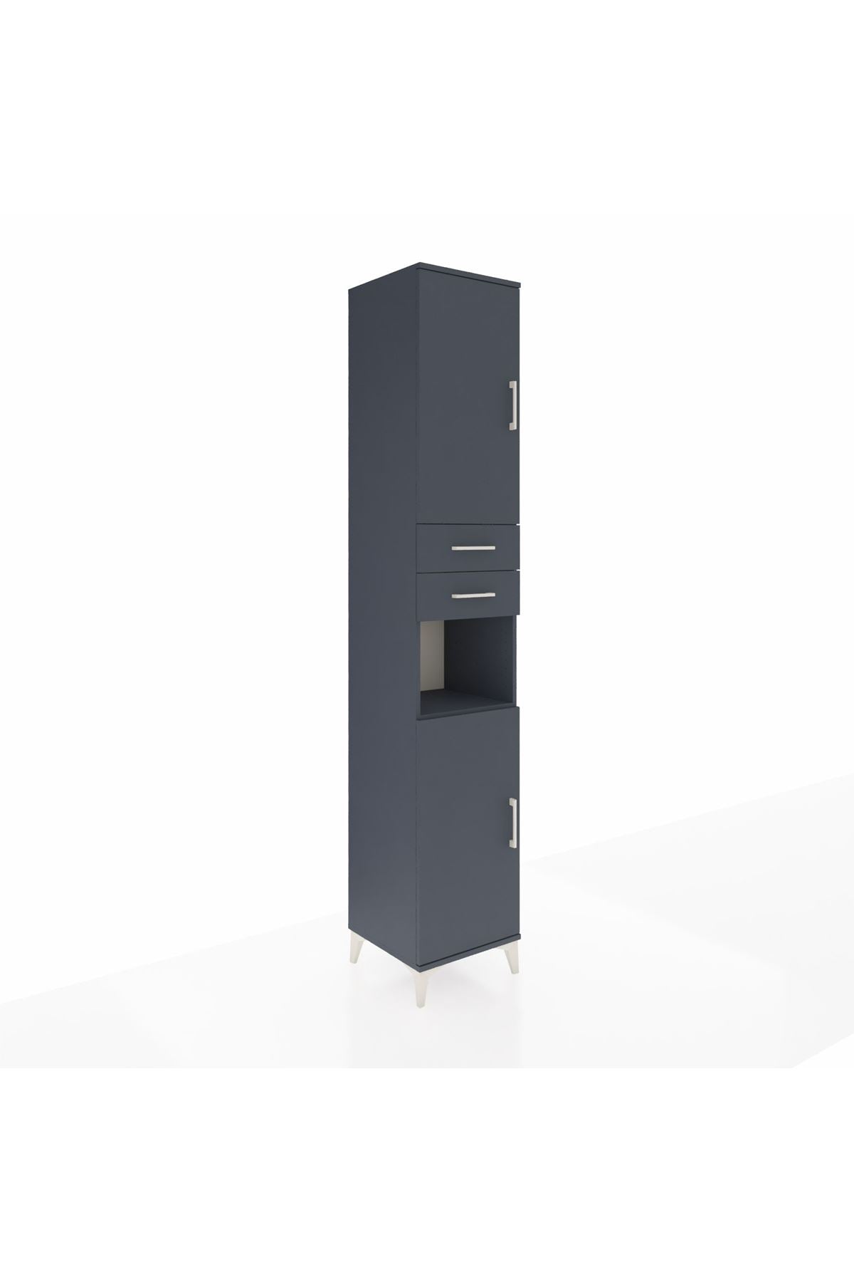 Hyperion Dolap 5 Raflı 2 Çekmeceli 2 Kapaklı 44x44x243 Antrasit-Antrasit