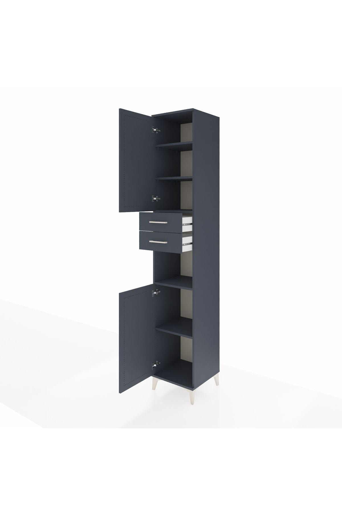 Hyperion Dolap 5 Raflı 2 Çekmeceli 2 Kapaklı 44x44x243 Antrasit-Antrasit