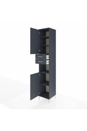 Hyperion Dolap 5 Raflı 2 Çekmeceli 2 Kapaklı 44x44x243 Antrasit-Antrasit