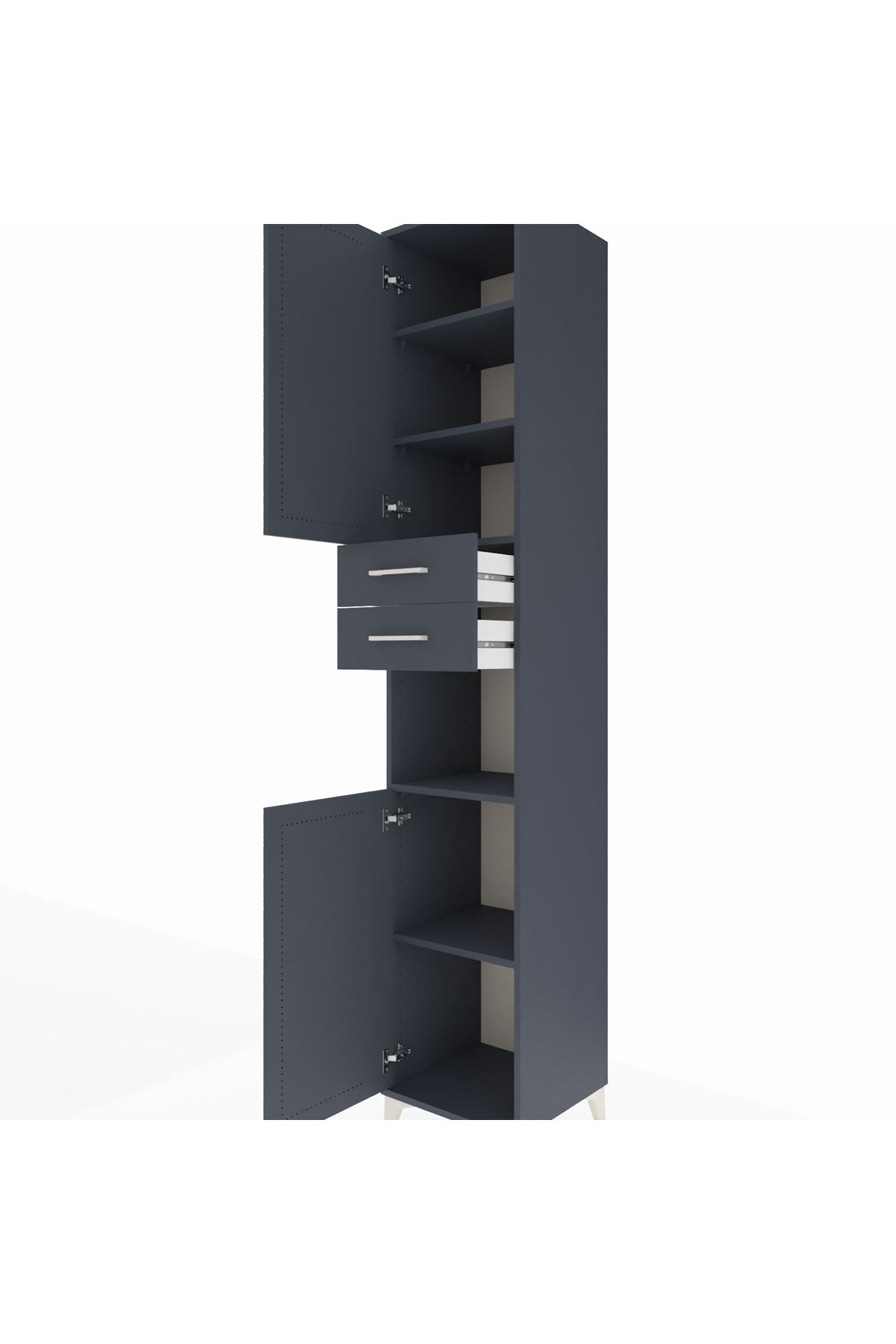 Hyperion Dolap 5 Raflı 2 Çekmeceli 2 Kapaklı 44x44x243 Antrasit-Antrasit
