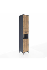Hyperion Dolap 5 Raflı 2 Çekmeceli 2 Kapaklı 44x44x243 Antrasit-Çam