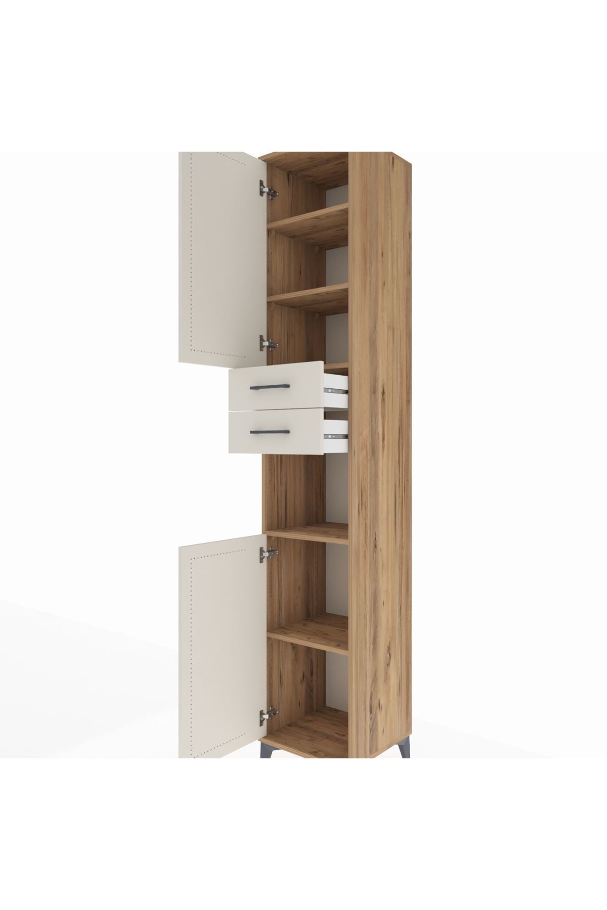 Hyperion Dolap 5 Raflı 2 Çekmeceli 2 Kapaklı 44x44x243 Çam-Aytaşı