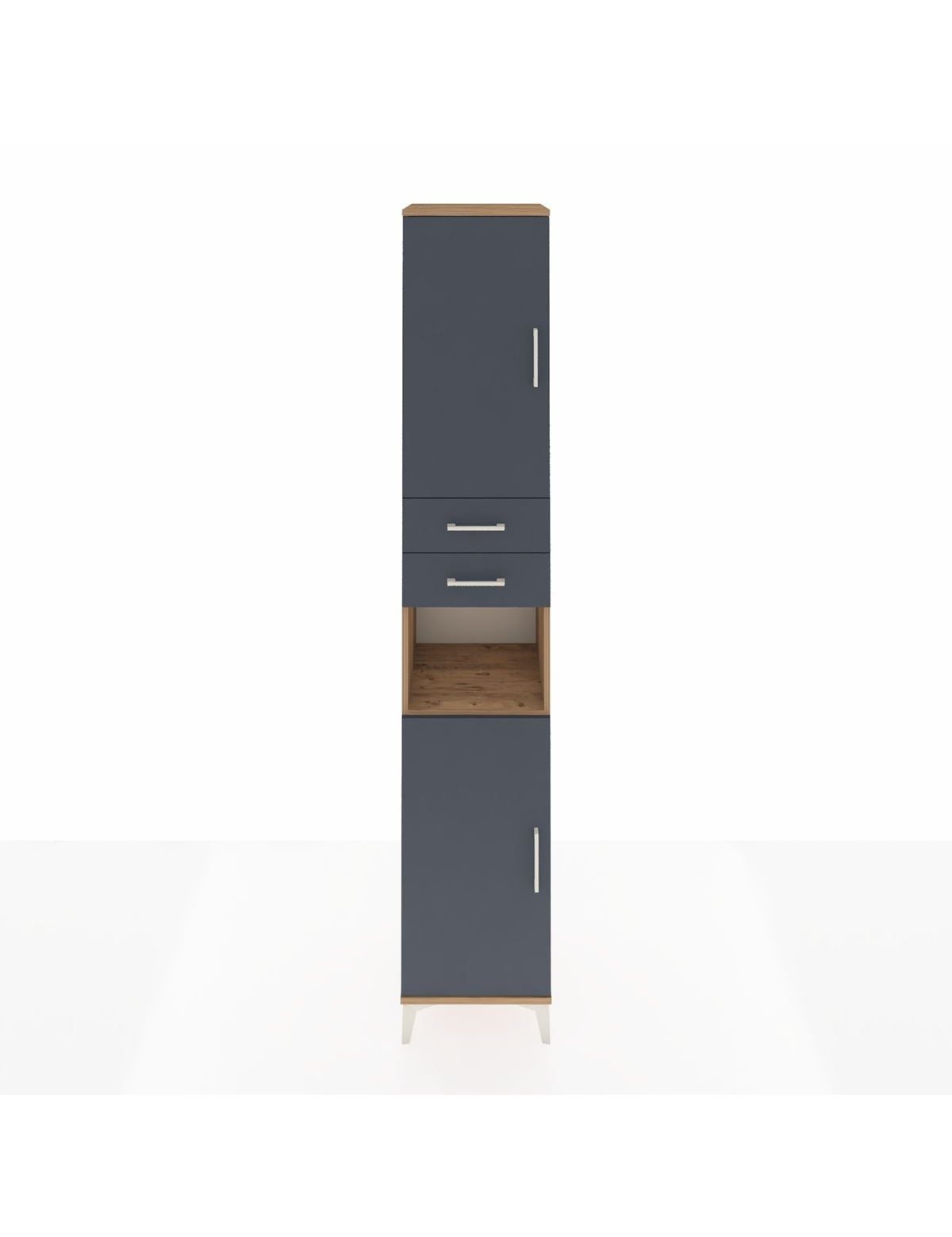 Hyperion Dolap 5 Raflı 2 Çekmeceli 2 Kapaklı 44x44x243 Çam-Antrasit