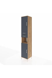 Hyperion Dolap 5 Raflı 2 Çekmeceli 2 Kapaklı 44x44x243 Çam-Antrasit