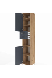 Hyperion Dolap 5 Raflı 2 Çekmeceli 2 Kapaklı 44x44x243 Çam-Antrasit