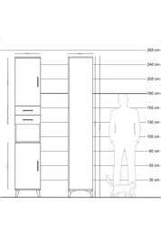 Hyperion Dolap 5 Raflı 2 Çekmeceli 2 Kapaklı 44x44x243 Çam-Çam