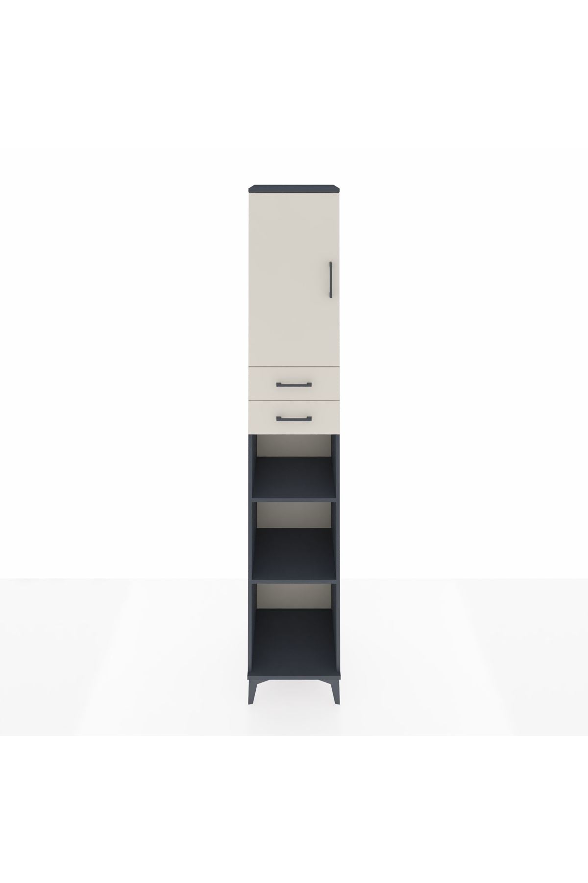 Hyperion Dolap 5 Raflı 2 Çekmeceli Tek Kapaklı 44x44x243 Antrasit-Aytaşı