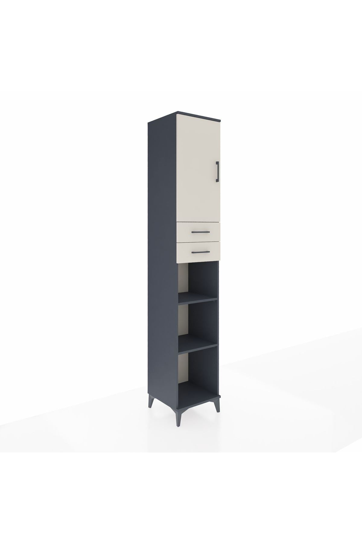 Hyperion Dolap 5 Raflı 2 Çekmeceli Tek Kapaklı 44x44x243 Antrasit-Aytaşı