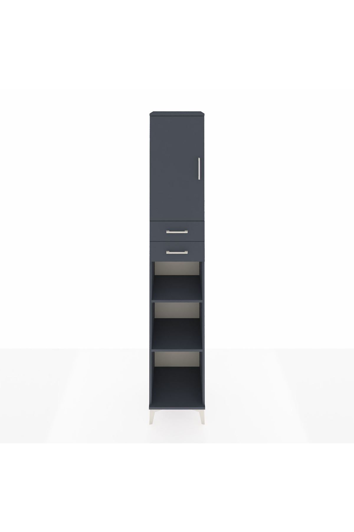 Hyperion Dolap 5 Raflı 2 Çekmeceli Tek Kapaklı 44x44x243 Antrasit-Antrasit